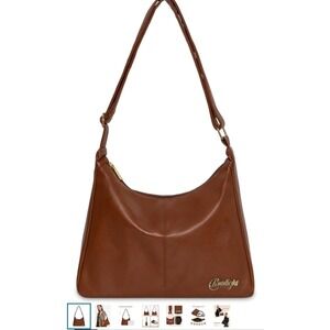 Slouchy Hobo Bags for Women Shoulder Handbag Leather Brown Purse Crossbody Handb